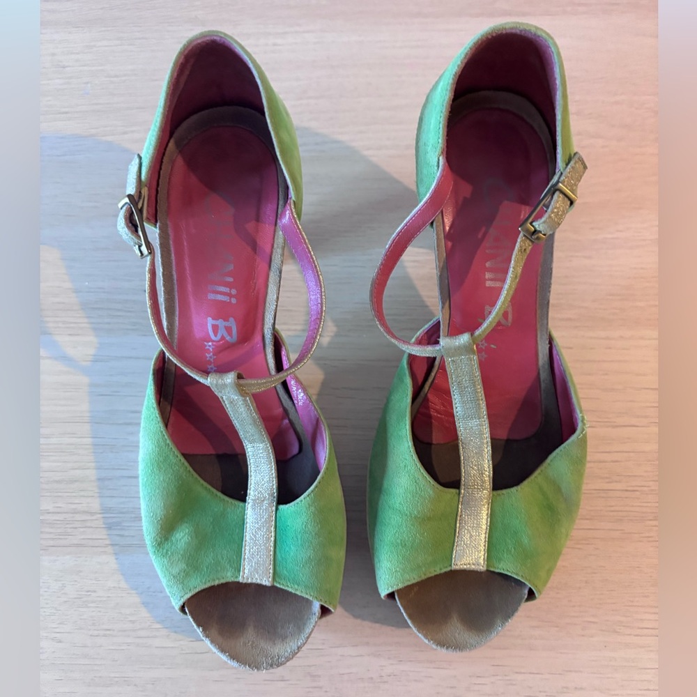 Chanii B Green and Grey Heels